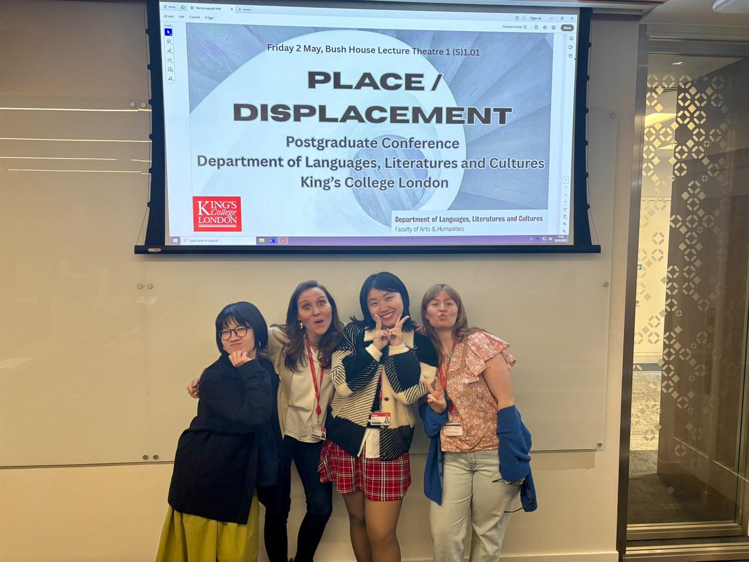 Zhixuan Li with fellow organisers at the Place / Displacement Postgraduate Conference, King's College London