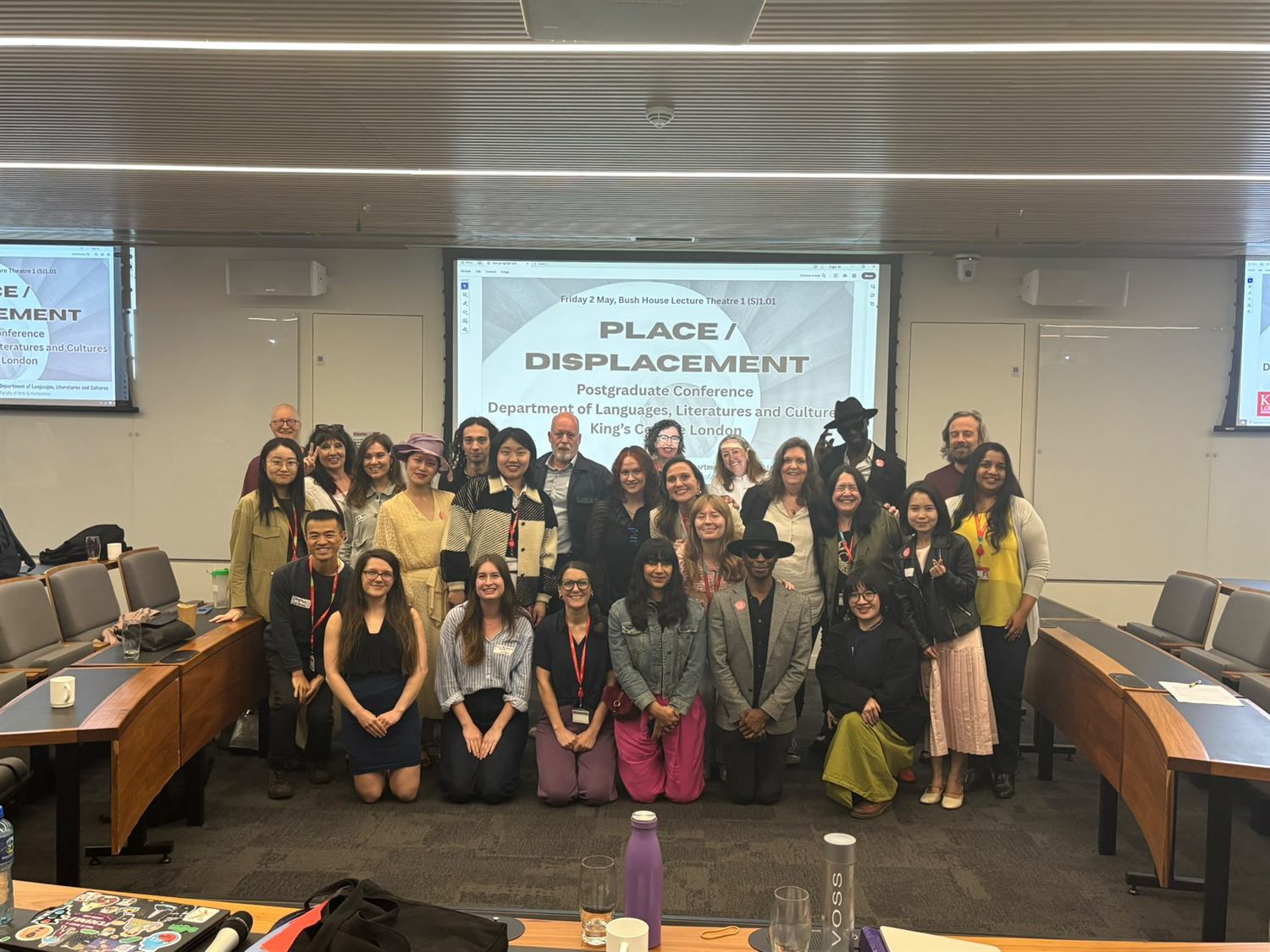 Group photograph of delegates and organisers at the Place / Displacement Postgraduate Conference, King's College London