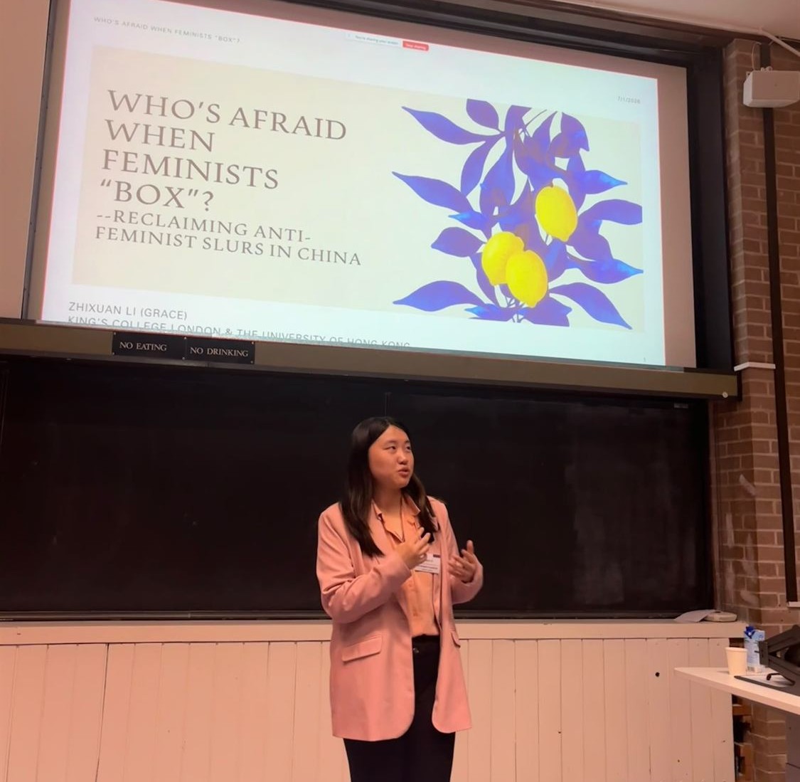 Zhixuan Li presenting at The Meaning of Misogyny, University of Manchester